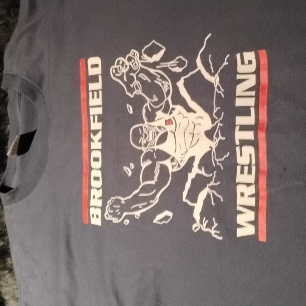 Men's Blue Vintage XXL Fruit of the Loom Brookfield Wrestling Shirt Battle